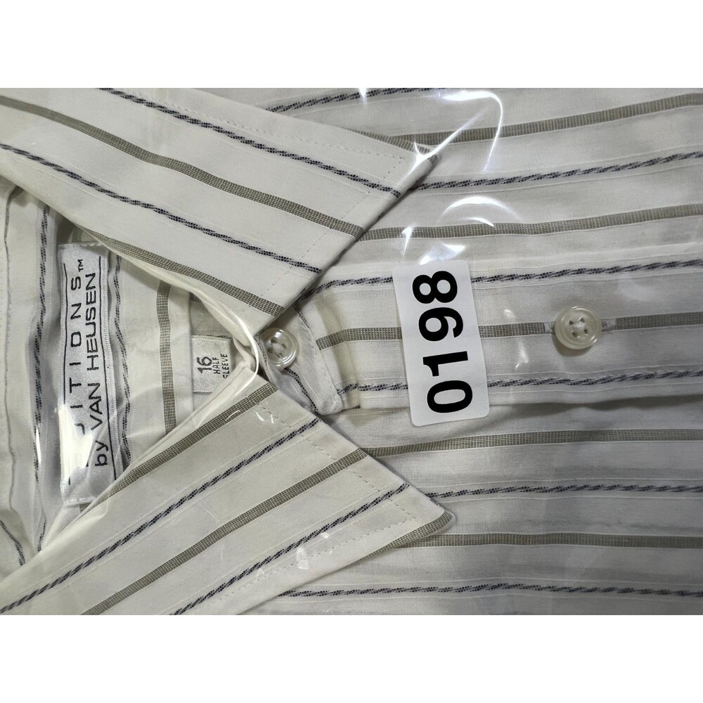 Editions by Van Heusen Shirt Mens Multicolor Striped Short Sleeve size 16 - Picture 7 of 7